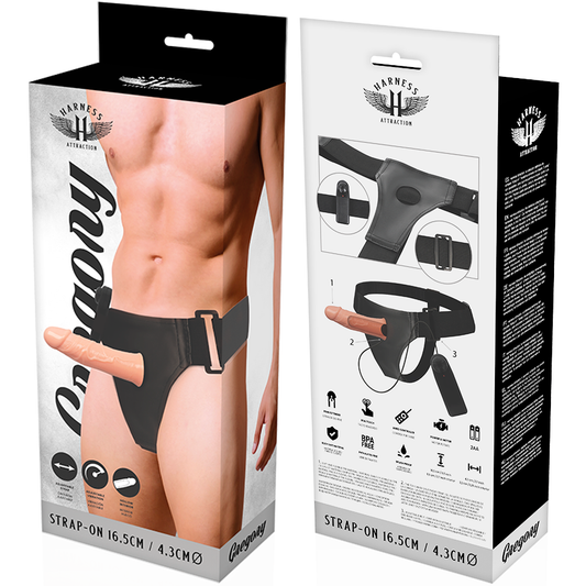 HARNESS ATTRACTION - ARNÉS HUECO GREGORY WITH VIBRADOR 16.5 CM -O- 4.3 CM