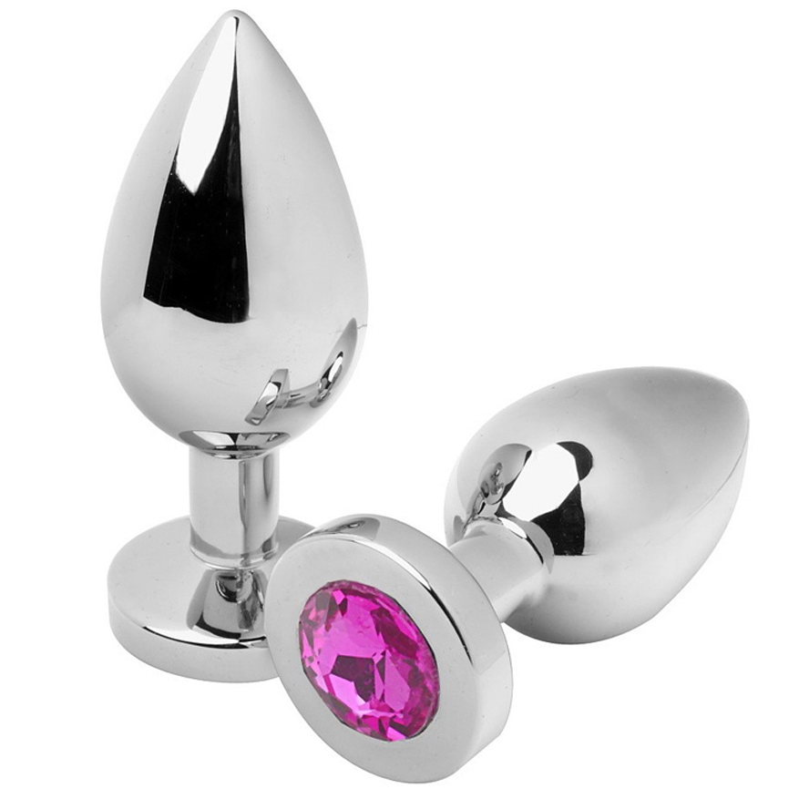 Metal Hard – Plug anal diamant rose moyen 7,62cm