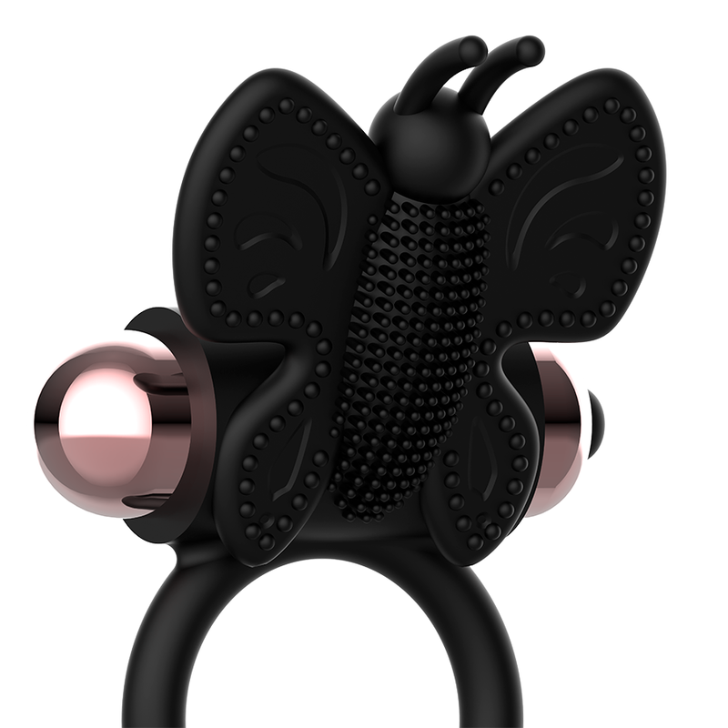 Coquette Chic Desire – Cockring papillon avec vibrateur noir/ or