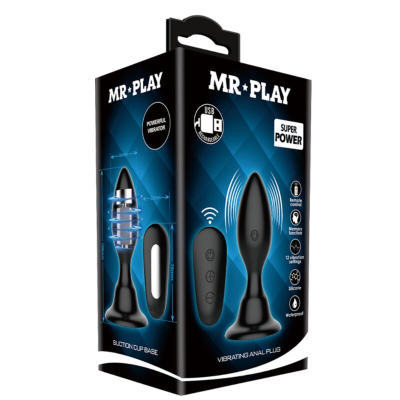 MR PLAY - ANALE PLUG MET ZWARTE VIBRATIECONTROLE OP AFSTANDSBEDIENING