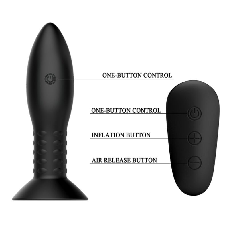 MR PLAY - STEKKER MET BOLAS ROTADORAS NEGRO CONTROLE AFSTANDSBEDIENING