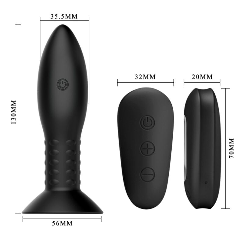 MR PLAY - STEKKER MET BOLAS ROTADORAS NEGRO CONTROLE AFSTANDSBEDIENING