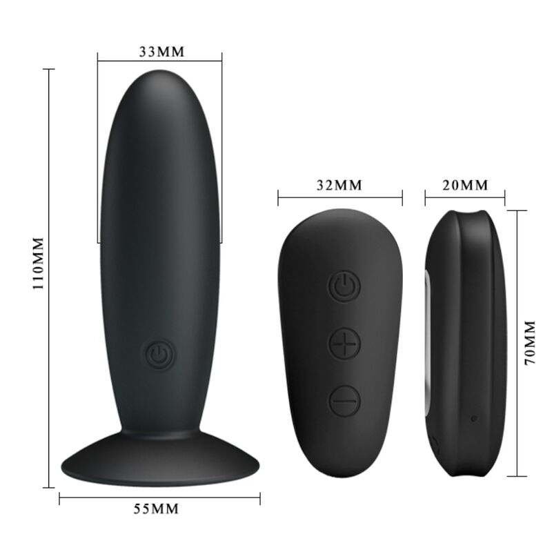 MR PLAY - ANALE PLUG MET ZWARTE VIBRATIECONTROLE OP AFSTANDSBEDIENING