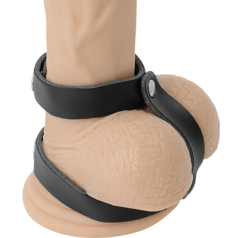 DARKNESS - ANILLO PENE Y TESTICULOS ADJUSTABLE LEATHER