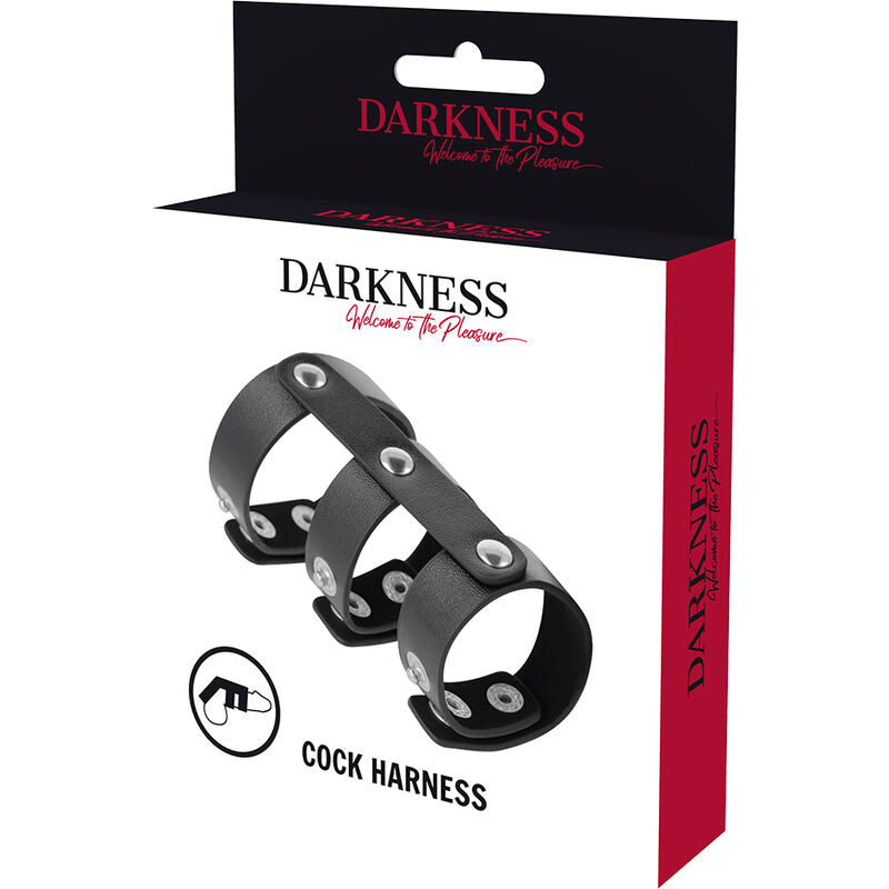 DARKNESS - ANILLO DOBLE PENE Y TESTICULOS ADJUSTABLE LEATHER