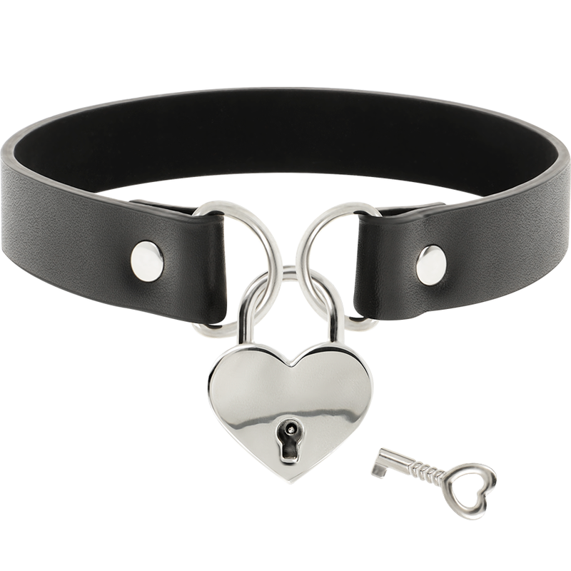 Coquette Chic Desire – Collier en cuir vegan avec accessoire coeur avec cl?