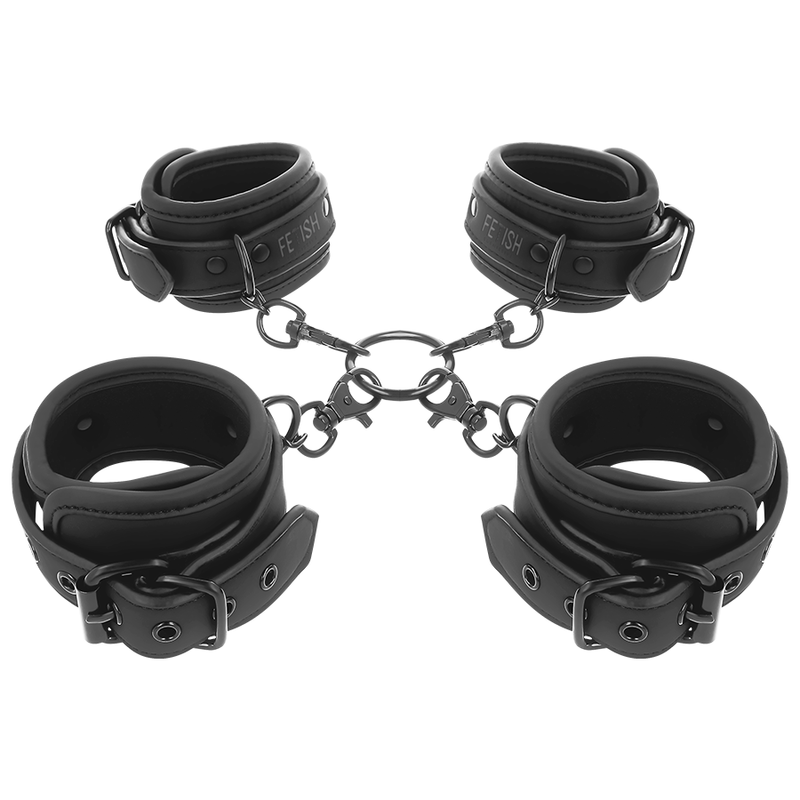 Fetish Submissive – Ensemble de menottes pour mains et chevilles avec doublure en noprène
