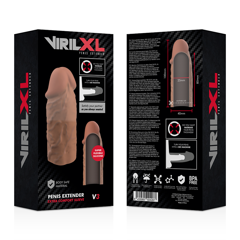 VIRILXL - LIQUID SILICONE PENE EXTENSION V3 BROWN