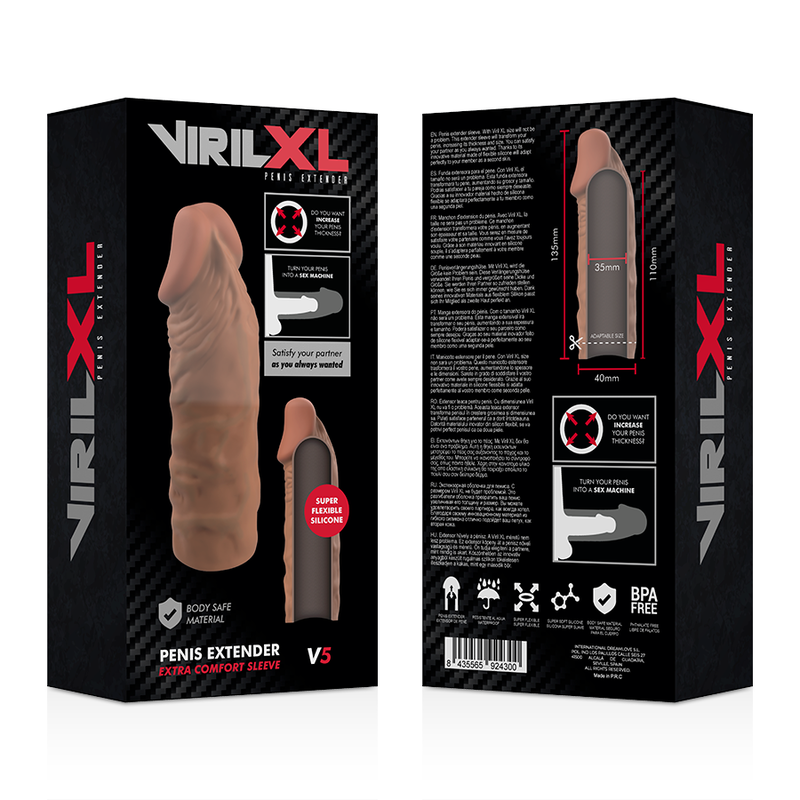 VIRILXL - LIQUID SILICONE PENE EXTENSION V5 BROWN