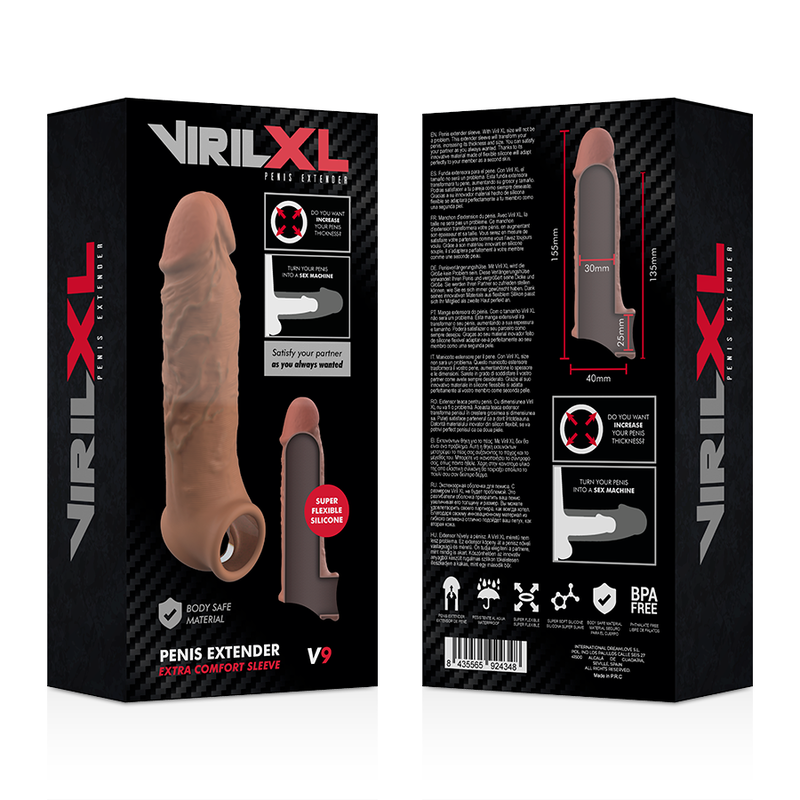 VIRILXL - LIQUID SILICONE PENE EXTENSION V9 BROWN