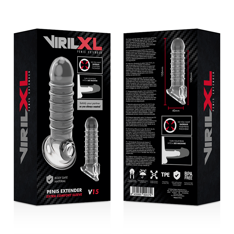 VIRILXL - EXTENSION Y FUNDA DE PENE V15 TRANSPARENT