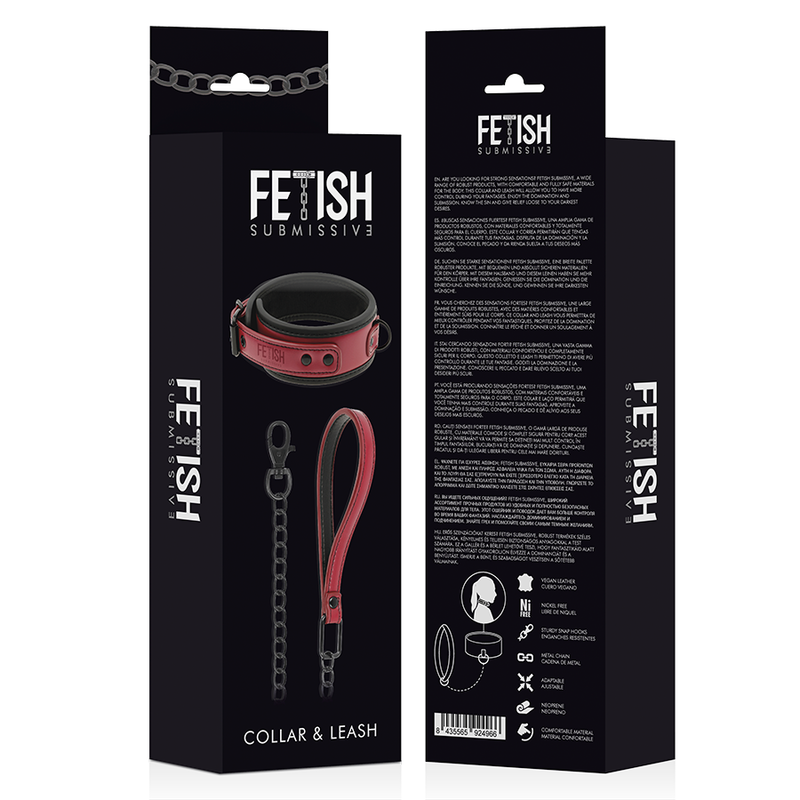 FETISH SUBMISSIVE DARK ROOM - COLLAR WITH CADENA WITH FORRO DE NEOPRENO