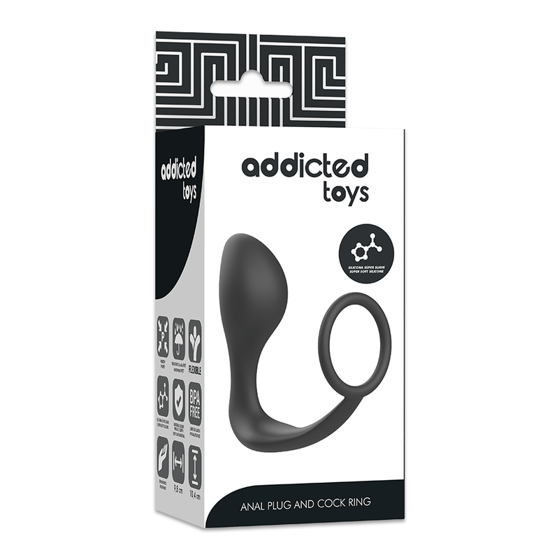 ADDICTED TOYS - ANAL PLUG WITH ANILLO SILICONE NEGRO