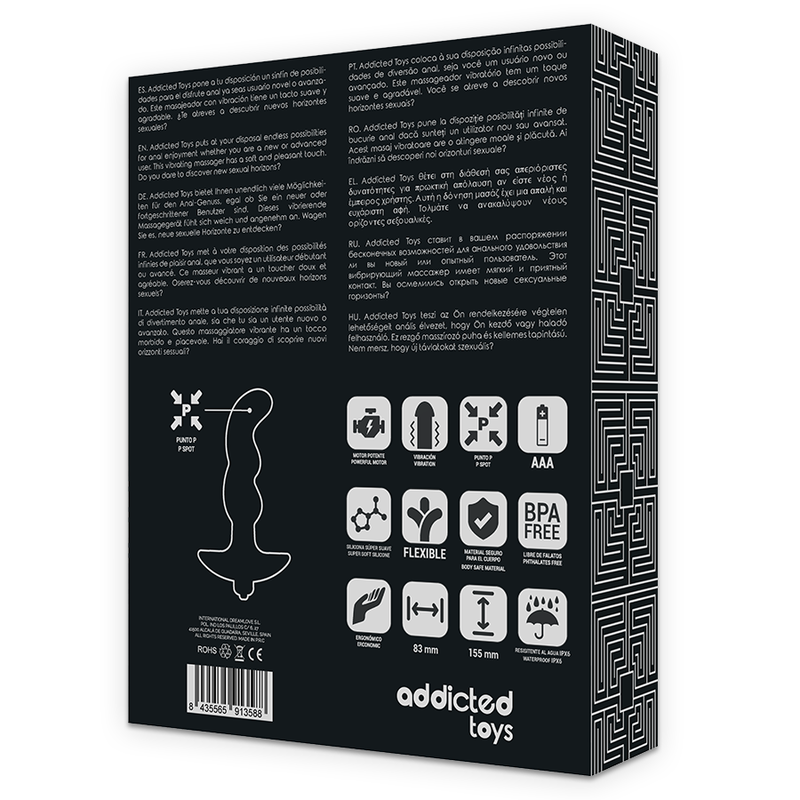 ADDICTED TOYS - ANAL MASAJEADOR WITH VIBRACION NEGRO MODELO 2