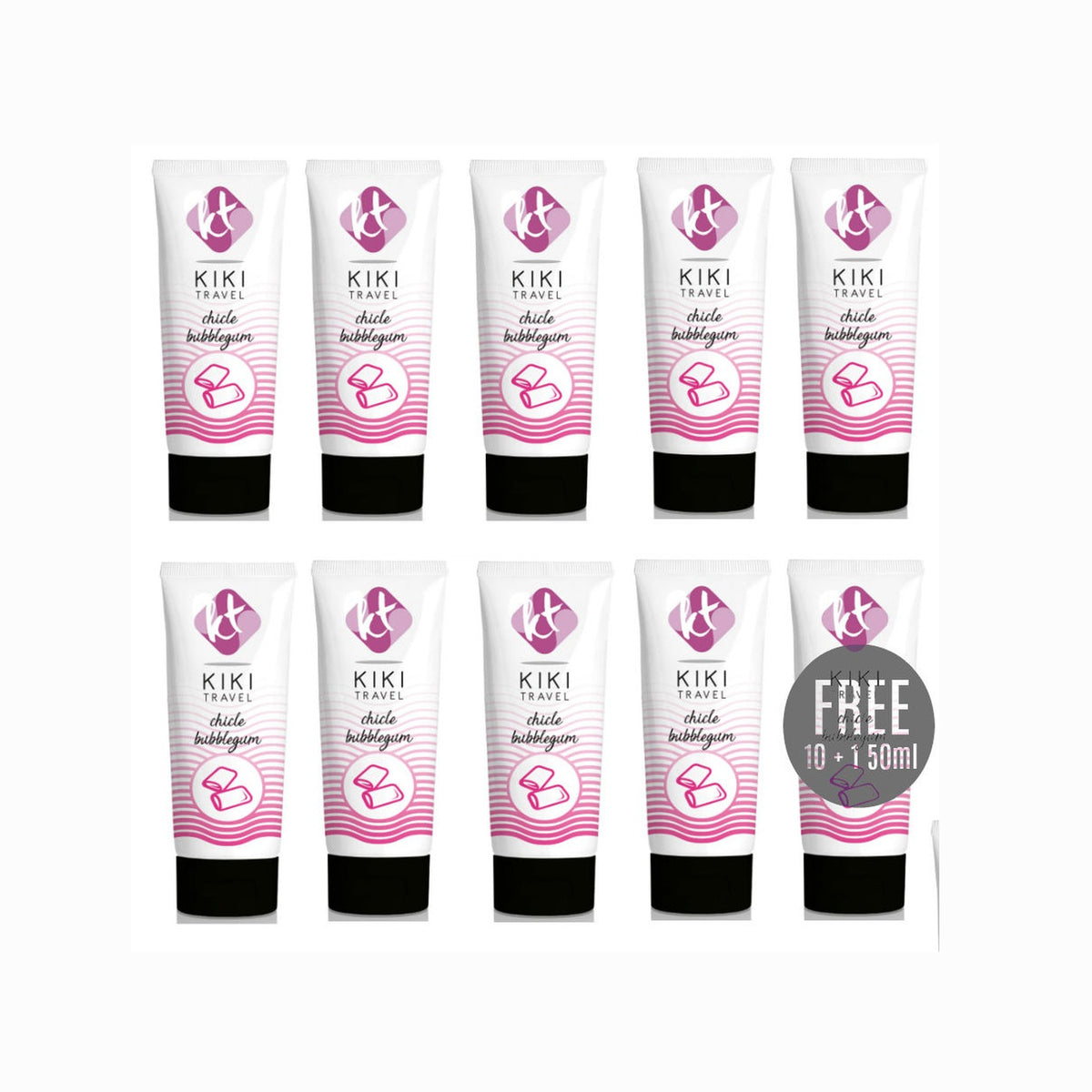 Kikí Travel – Lubrifiant saveur gomme 50ml 10 + 1 offert
