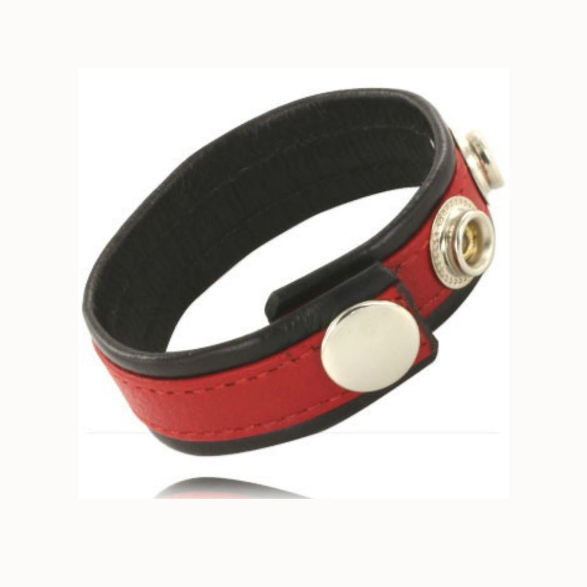 Leather Body – Sangle en cuir réglable pour pénis rouge-noir