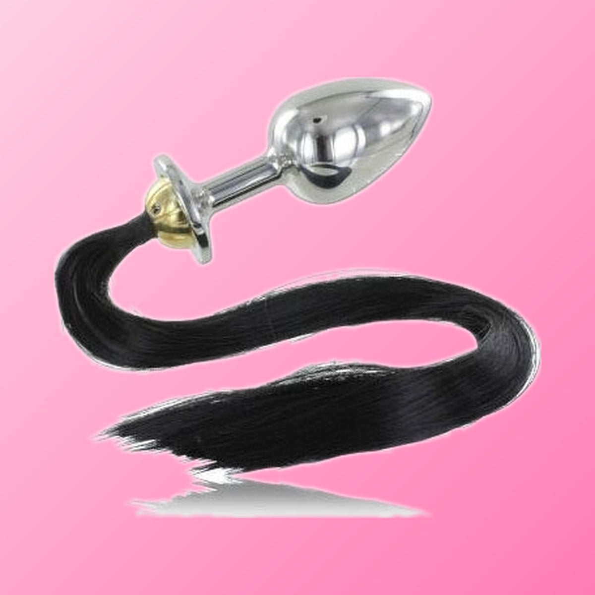 Metal Hard – Plug anal en acier avec queue noire, 8,89 cm