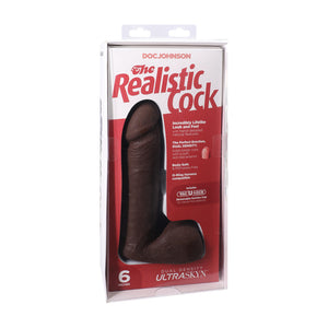 Pénis réaliste avec testicules - Ventouse Vac-U-Lock amovible - ULTRASKYN - 6 / 16,5 cm - Chocolat