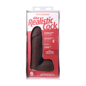 Pénis réaliste avec testicules - Ventouse Vac-U-Lock amovible - ULTRASKYN - 6 / 16,5 cm - Chocolat