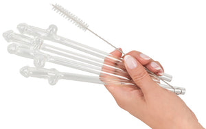 Glass Drinking Straw Willy x 4