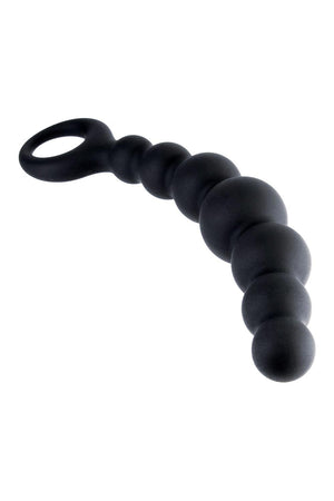 NMC 7 INCH RIBBED SILICONE ANAL BEADS BLACK