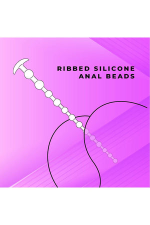 NMC 19 INCH RIBBED SILICONE ANAL BEADS BLACK