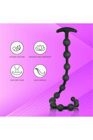 NMC 19 INCH RIBBED SILICONE ANAL BEADS BLACK