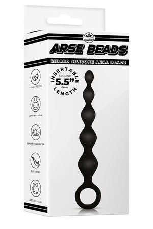 NMC 5.5 INCH RIBBED SILICONE ANAL BEADS BLACK