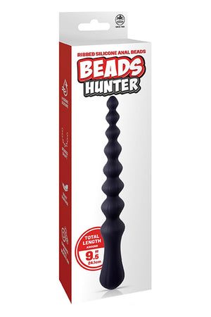 NMC 8.5 INCH RIBBED SILICONE ANAL BALL BEADS BLACK