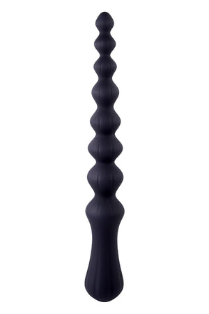 NMC 8.5 INCH RIBBED SILICONE ANAL BALL BEADS BLACK