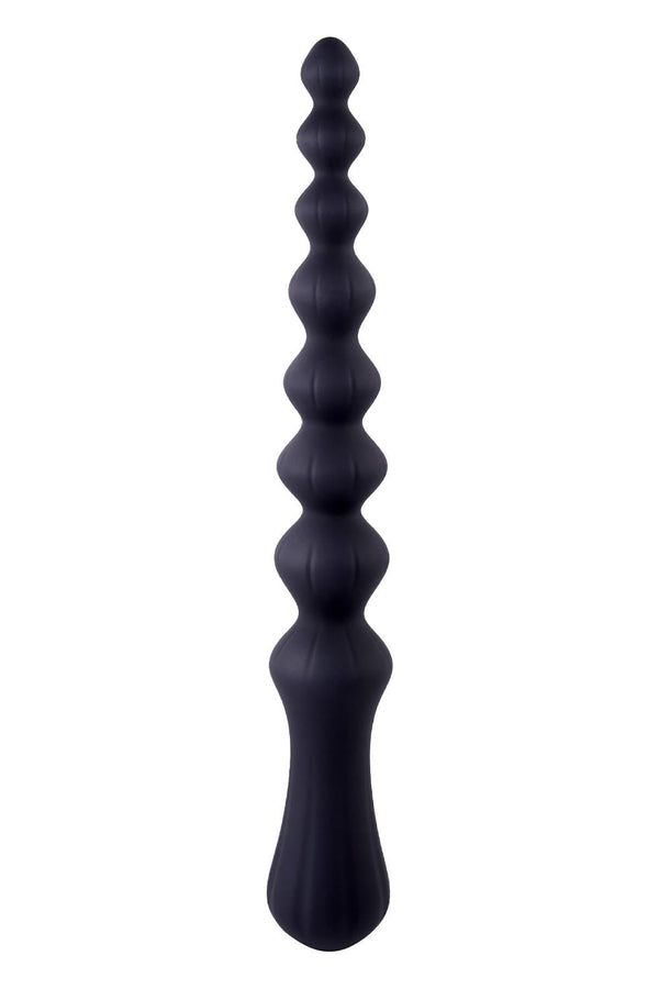 NMC 8.5 INCH RIBBED SILICONE ANAL BALL BEADS BLACK