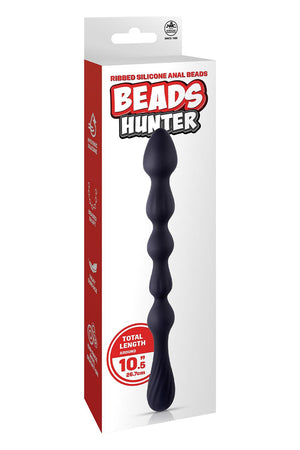 NMC 10.5 INCH RIBBED SILICONE ANAL BALL BEADS BLACK