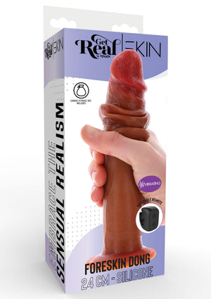 Gode vibrant à prépuce en silicone 24 cm