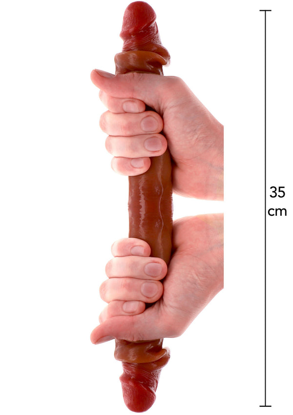 Gode double avec prépuce en silicone 35 cm