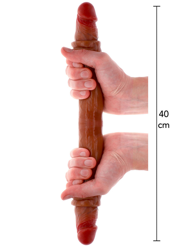 Gode double avec prépuce en silicone 40 cm