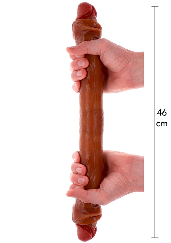 Gode double avec prépuce en silicone 46 cm
