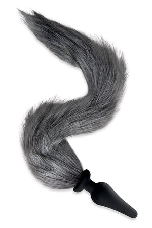 WHIPSMART 4.5 INCH SILICONE PLUG WITH GREY INDIGO FOX TAIL SET
