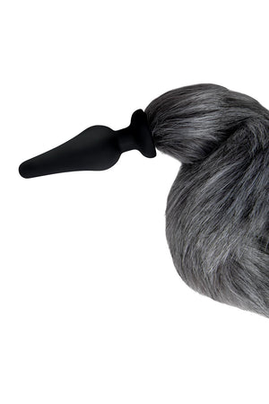 WHIPSMART 4.5 INCH SILICONE PLUG WITH GREY INDIGO FOX TAIL SET