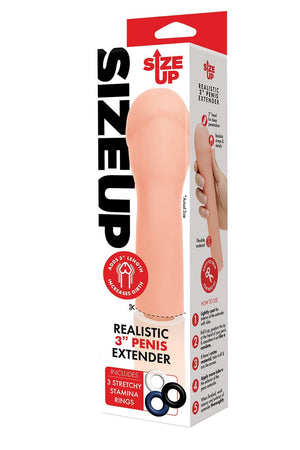 SIZE UP 3 INCH EXTRA REALISTIC PENIS EXTENDER FLESH