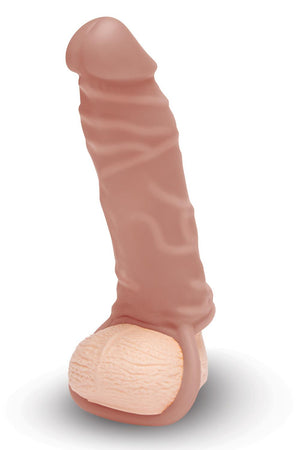 SIZE UP SILICONE REALISTIC PENIS EXTENDER WITH BALL LOOP TAN