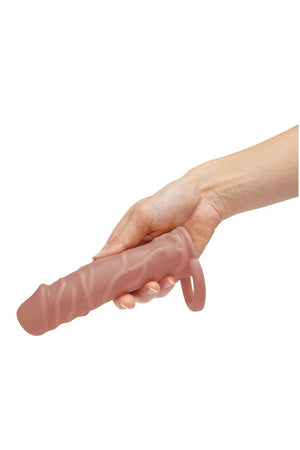 SIZE UP SILICONE REALISTIC PENIS EXTENDER WITH BALL LOOP TAN