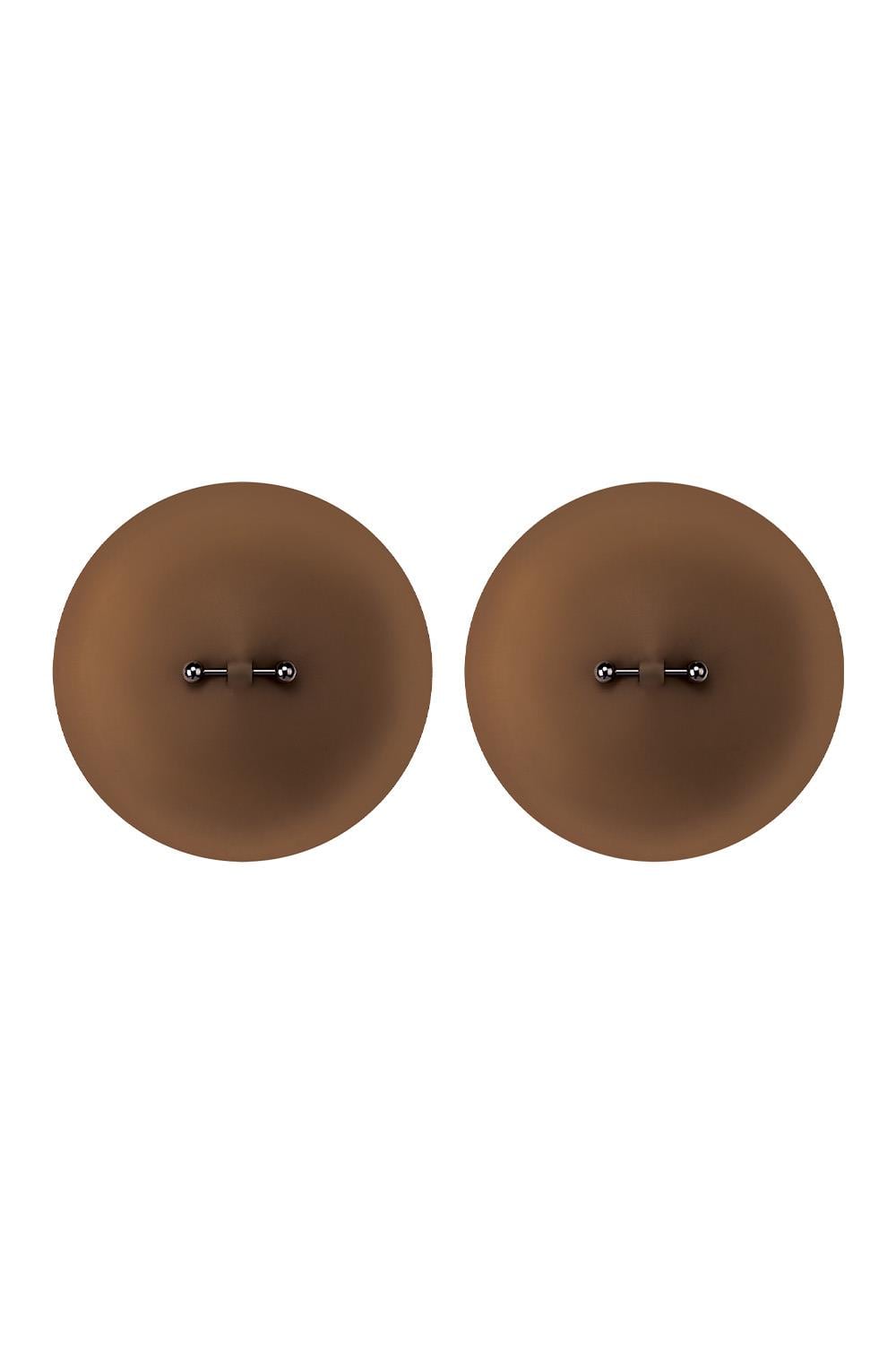 PEEKABOOS SILICONE PIERCED NIPPLE COVERS, BROWN