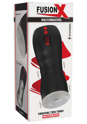 Masturbateur automatique double turbo vibrant