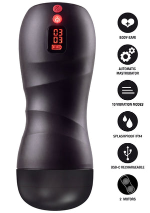Masturbateur automatique double turbo vibrant