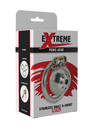 Cage de chasteté Cock Vault en acier inoxydable X-courte