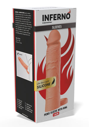 Gaine de pénis à anneau en silicone liquide 18 cm