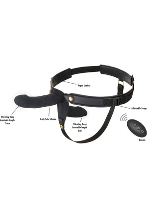 Gode ceinture vibrant double plaisir en silicone 14 cm