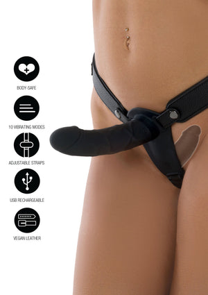 Gode ceinture vibrant double plaisir en silicone 14 cm