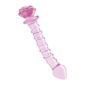 GLAZE GLASS ROSEBUD SPIRAL G-SPOT DILDO
