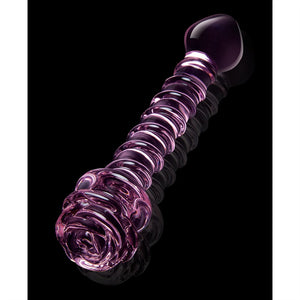 GLAZE GLASS ROSEBUD SPIRAL G-SPOT DILDO